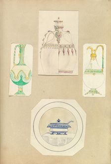 Designs for Two Ewers, a Carafe (two alternate designs), and a Covered Tureen, 1845-55. Creator: Alfred Crowquill