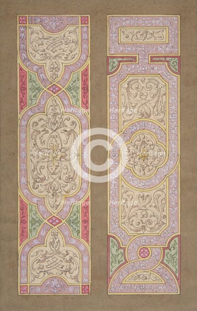 Designs for two panels painted in rinceaux, 1830-97. Creators: Jules-Edmond-Charles Lachaise, Eugène-Pierre Gourdet.