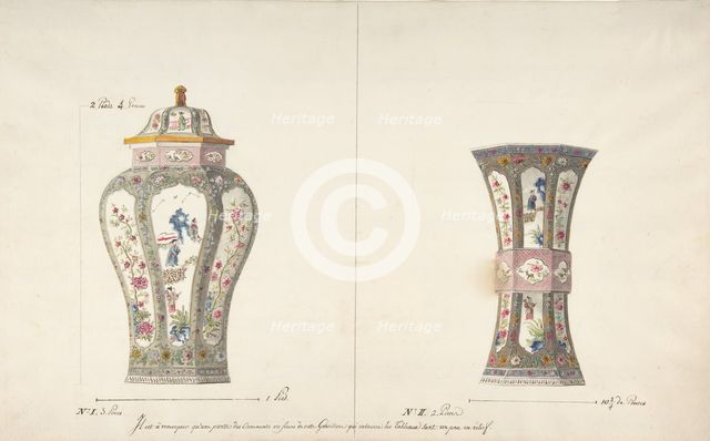 Designs for Two Porcelain Vases, ca. 1770-85. Creator: Anon.