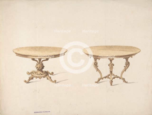 Designs for Two Round Tables, early 19th century. Creator: Anon.
