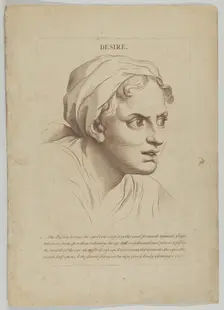 Desire (from Heads Representing the Various Passions of the Soul; as they are Expressed in..., 1765. Creator: Anon