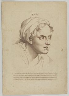 Desire (from Heads Representing the Various Passions of the Soul; as they are Expressed in..., 1765. Creator: Anon