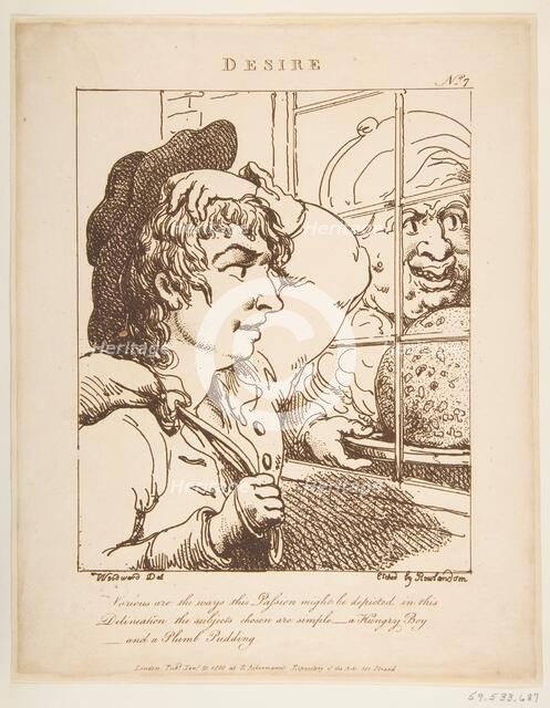 Desire (Le Brun Travested, or Caricatures of the Passions), January 20, 1800. Creator: Thomas Rowlandson.