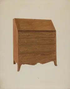 Desk-White Oak, c. 1940. Creator: Henry Moran