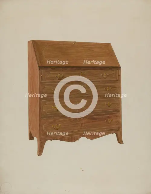 Desk-White Oak, c. 1940. Creator: Henry Moran.