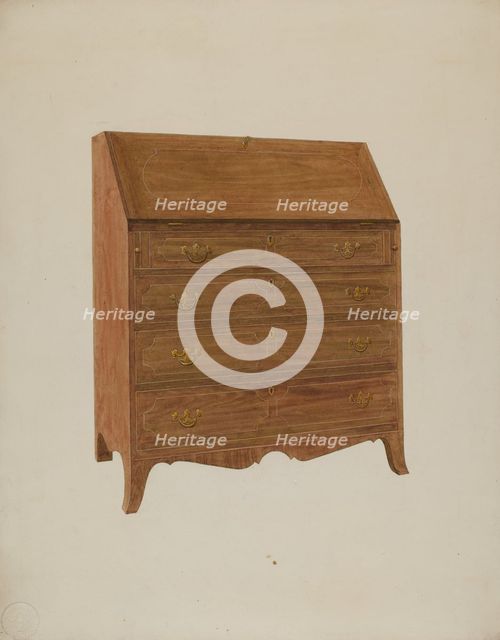 Desk-White Oak, c. 1940. Creator: Henry Moran.