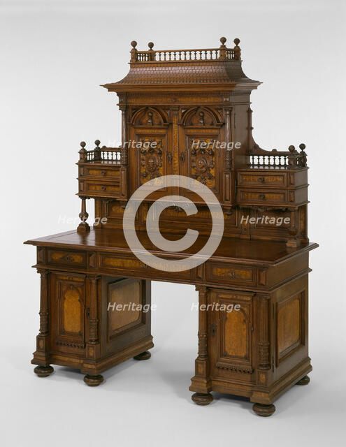 Desk and Bookcase, 1893. Creator: Ladislaus Zdzieblowski.