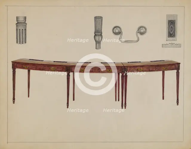 Desk (in two sections) Used by Members of Congress, 1936. Creator: Rollington Campbell.
