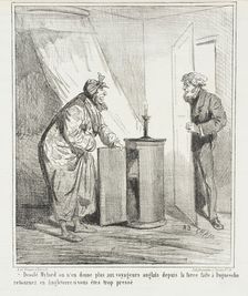 Desolé Mylord on n'en donne plus aux voyagers anglais depuis la farce faite à Duguesclin..., 1867. Creator: Cham