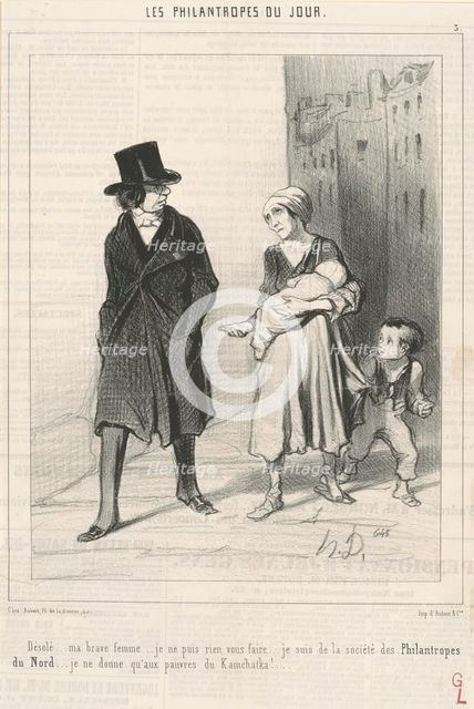 Désolé ... Je suis de la société des philantropes du nord ..., 19th century. Creator: Honore Daumier.