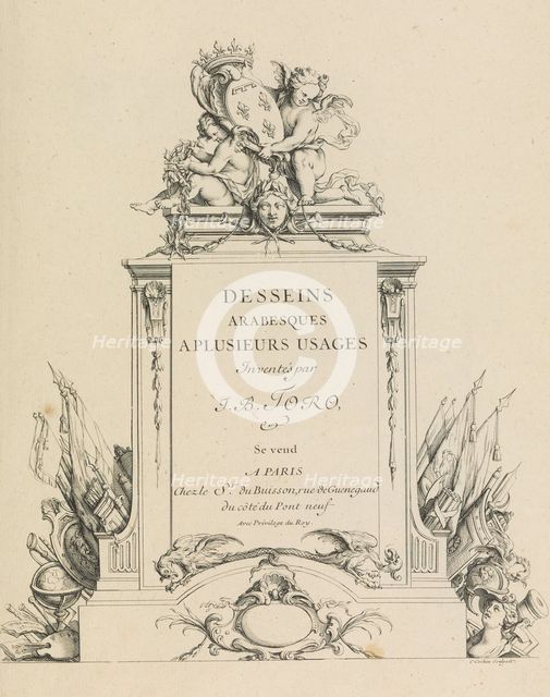Desseins Arabesques a Plusieurs Usages Inventés par J.B. Toro (Title Page), 1716., 1716. Creator: Jean Bernard Toro.