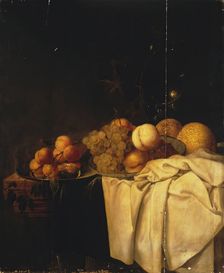 Dessert, (Fruits and Glass of Wine), 1640. Creator: Jasper Geeraards