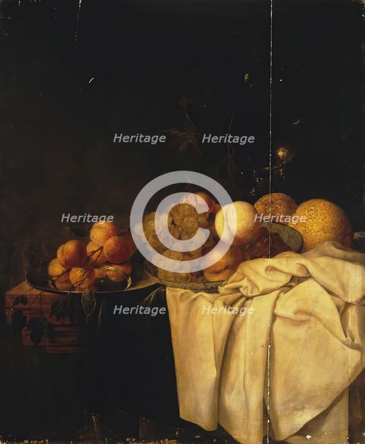 Dessert, (Fruits and Glass of Wine), 1640. Creator: Jasper Geeraards.