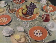 Dessert - In this table arrangement the fruit service is Royal Copenhagen faience 1939