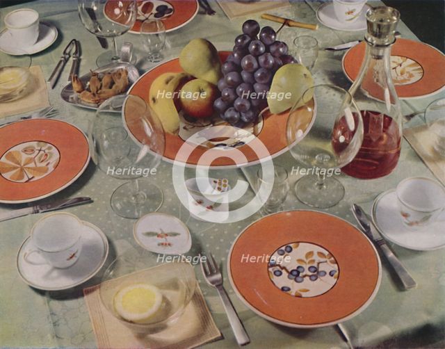 'Dessert - In this table arrangement the fruit service is Royal Copenhagen faience', 1939. Artist: Unknown.