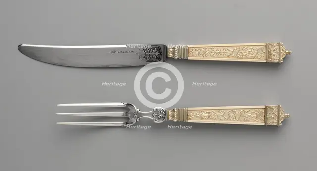 Dessert Knife and Fork , c. 1880. Creator: Maison Cardeilhac (French).