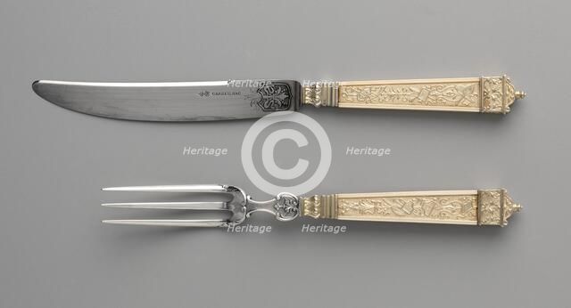 Dessert Knife and Fork , c. 1880. Creator: Maison Cardeilhac (French).