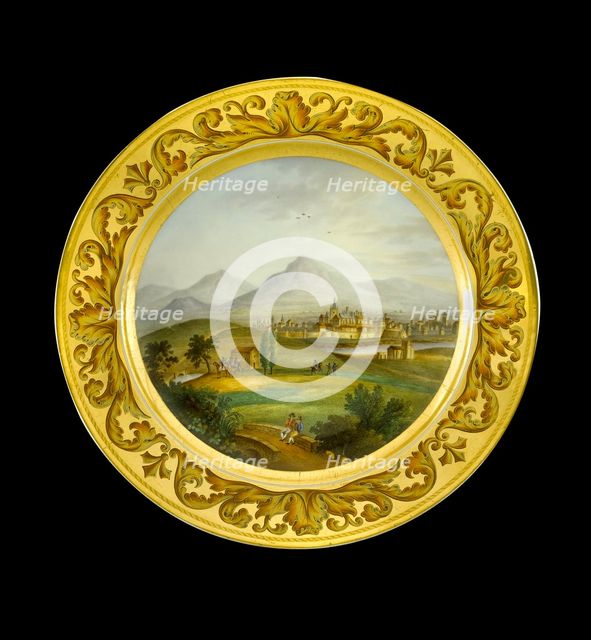 Dessert plate depicting Toulouse, France, 1810s. Artist: AJ Photographics.