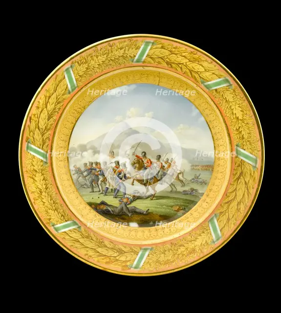 Dessert plate depicting the Battle of Talavera, Spain, 1809 (1818). Artist: Unknown.