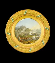 Dessert plate depicting the Battle of Bussaco, Portugal, 1810 (1810s). Artist: AJ Photographics