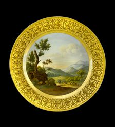 Dessert plate depicting the Battlefield of Bussaco, Portugal, 1810s. Artist: AJ Photographics