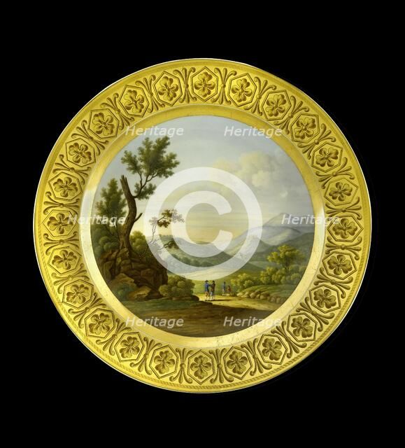 Dessert plate depicting the Battlefield of Bussaco, Portugal, 1810s. Artist: AJ Photographics.