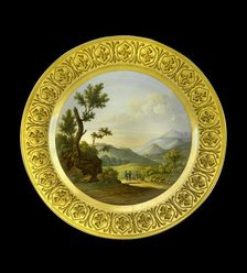 Dessert plate depicting the Battlefield of Bussaco, Portugal, 1810s. Artist: AJ Photographics