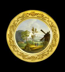 Dessert plate depicting the battlefield of Roleia (Rolica), Portugal, 1810s. Artist: AJ Photographics