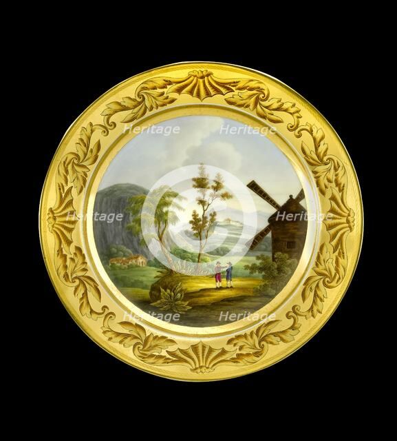 Dessert plate depicting the battlefield of Roleia (Rolica), Portugal, 1810s. Artist: AJ Photographics.