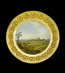 Dessert plate depicting the battlefield of Salamanca, Spain, 1810s. Artist: AJ Photographics