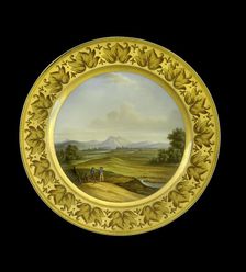 Dessert plate depicting the Battlefield of Talavera, Spain, 1810s. Artist: AJ Photographics