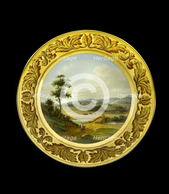 Dessert plate depicting the battlefield of Vimeiro, Portugal, 1810s. Artist: AJ Photographics.
