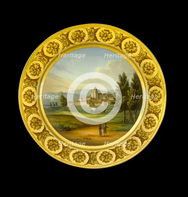 Dessert plate depicting the battlefield of Vitoria, Spain, 1810s. Artist: AJ Photographics.