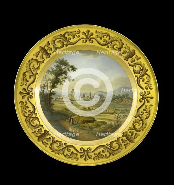 Dessert plate depicting the battlefield of Vitoria, Spain, 1810s. Artist: AJ Photographics.