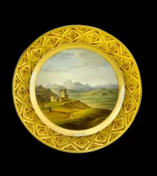 Dessert plate depicting the Lines of Torres Vedras, Portugal, 1810s. Artist: AJ Photographics