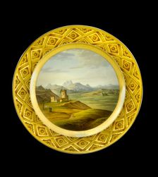 Dessert plate depicting the Lines of Torres Vedras, Portugal, 1810s. Artist: AJ Photographics