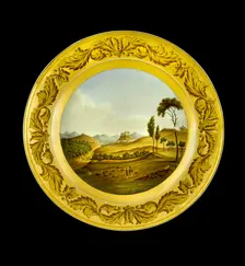 Dessert plate depicting the Lines of Torres Vedras, Portugal, 1810s. Artist: AJ Photographics