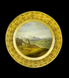 Dessert plate depicting the Lines of Torres Vedras, Portugal, 1810s. Artist: AJ Photographics