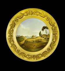 Dessert plate depicting the Lines of Torres Vedras, Portugal, 1810s. Artist: AJ Photographics