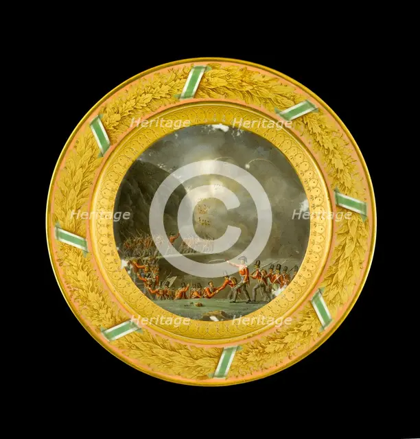 Dessert plate depicting the storming of Ciudad Rodrigo, Spain, 1812 (1818). Artist: Unknown.