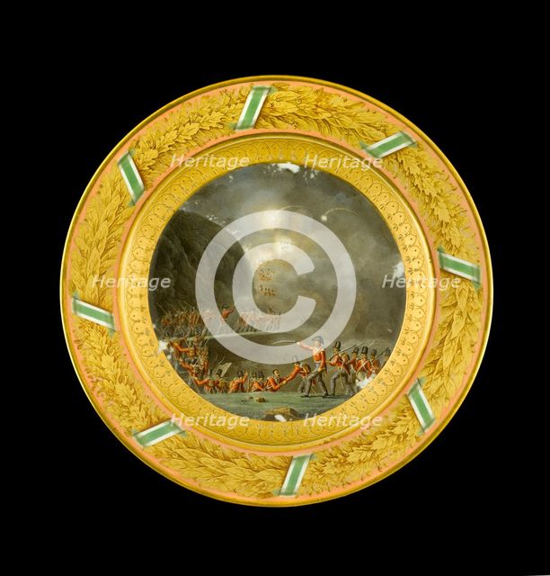 Dessert plate depicting the storming of Ciudad Rodrigo, Spain, 1812 (1818). Artist: Unknown.