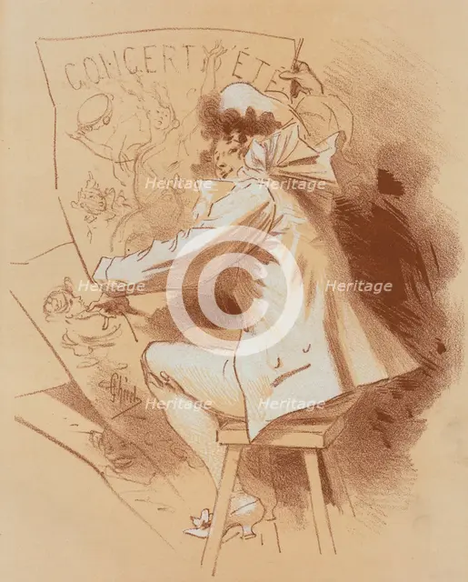 Dessin original pour la couverture des Maîtres de l'Affiche., c1896. Creator: Jules Cheret.