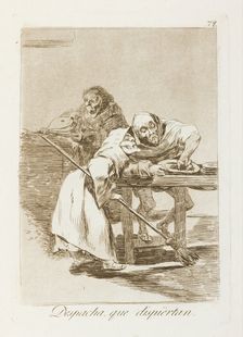 Despacha, que dispiértan.; Los Caprichos, pl.78, 1799. Creator: Francisco Goya