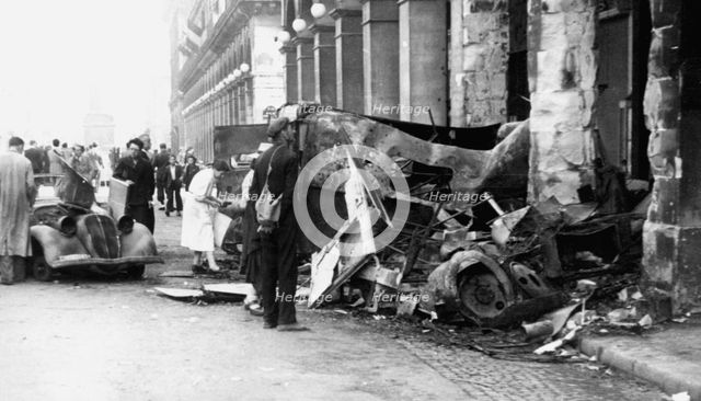 Destoyed vehicle, Rue de Castiglione, liberation of Paris, August 1944. Artist: Unknown