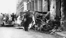 Destoyed vehicle, Rue de Castiglione, liberation of Paris, August 1944
