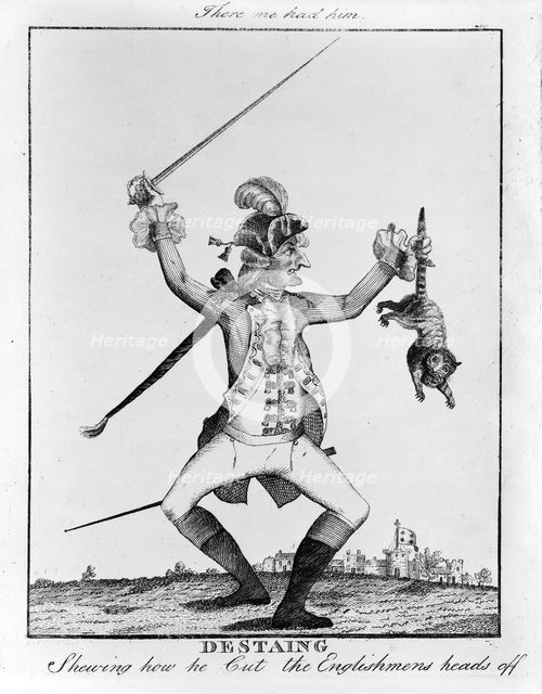 Destaing. Shewing how he Cut the Englishmens heads off, c. 1770.
