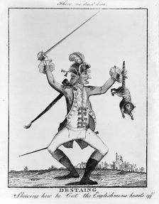 Destaing. Shewing how he Cut the Englishmens heads off, c. 1770