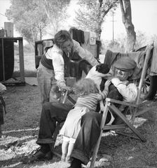 Destitute family, American River camp, Sacramento, California., 1936. Creator: Dorothea Lange