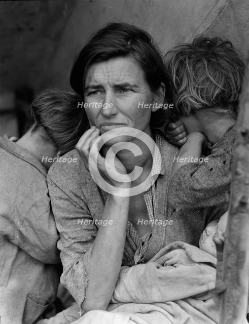 Destitute pea pickers in California, mother of seven children, Nipomo, California, 1936. Creator: Dorothea Lange.
