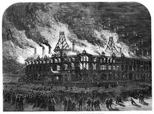 Destruction by fire of the Queen Railway Hotel at Chester, 1861. Creator: Unknown